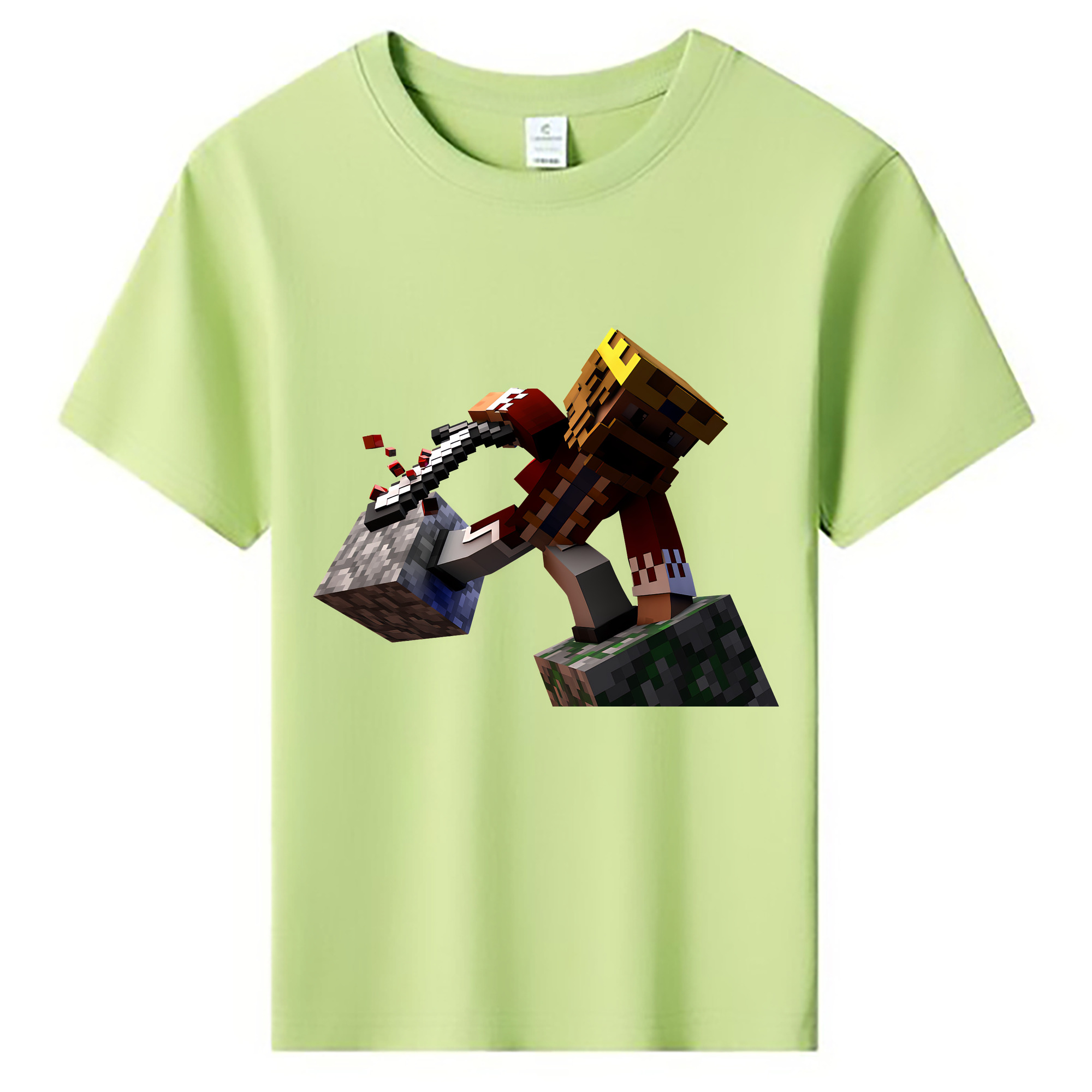 （画像用） マインクラフト ブロックの世界 Minecraft MC Block world 綿100％キッズTシャツ（フロントプリント）